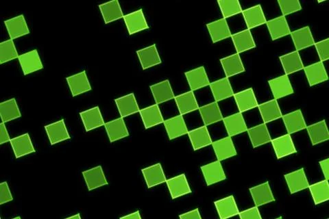 Green digital squares pattern on black background 스톡 일러스트