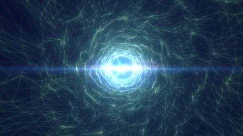 Green digital tunnel vortex formed by interconnected wireframe mesh lines a.. Stock Footage 310964430