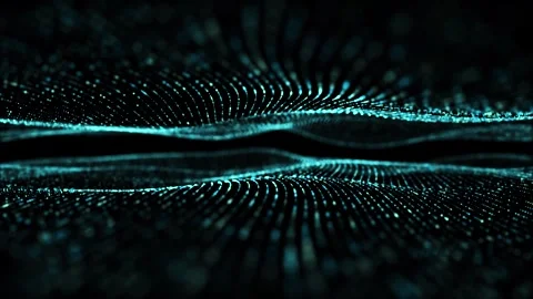 Green digital waves that glow on a black background. Global network and online s Stock Footage 253476909