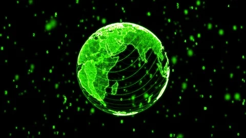 Green Digital World Globe Loopable Stock Footage 72312951