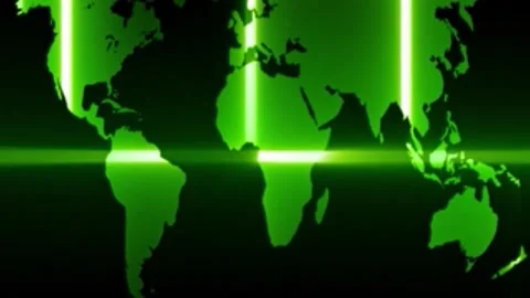 Green Digital World Map Background with Laser Lines Loop 스톡 동영상 332932358