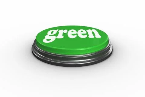 Green on digitally generated green push button Stock Illustration