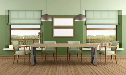 Green dining room Stock Illustration