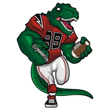 Green Dinosaur - American Football Mascot Character Design Stock Illustration