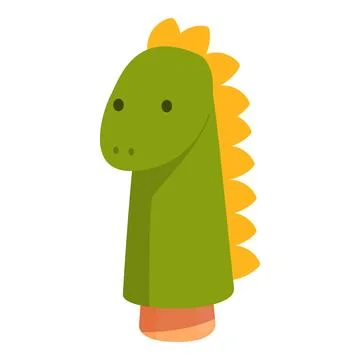 Green dinosaur puppet standing upright Ilustración de archivo
