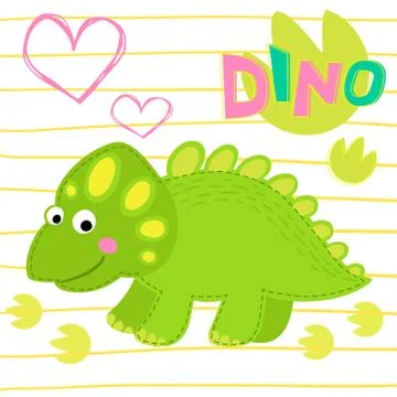 Green dinosaur vector illustration. Illustrazione stock