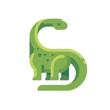 Green diplodocus flat icon. Long necked herbivorous dinosaur character illust Stock Illustration