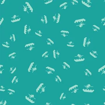 Green Disabled access elevator lift escalator icon isolated seamless pattern on Stock Illustration