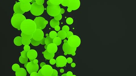 Green discs of random size on black background Stock Illustration
