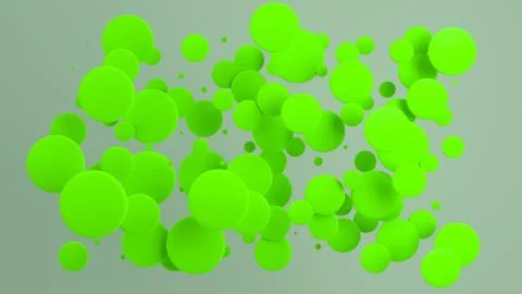 Green discs of random size on white background Illustrazione stock