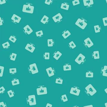 Green Dislike in speech bubble icon isolated seamless pattern on green Stock Illustration