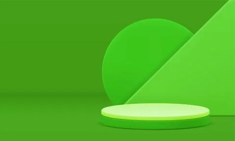 Green display geometric form 3d background cylinder semicircle triangle produ Stock Illustration