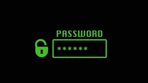 Green display of security password on computer screen. Digital safety concept Stock Footage 149769113