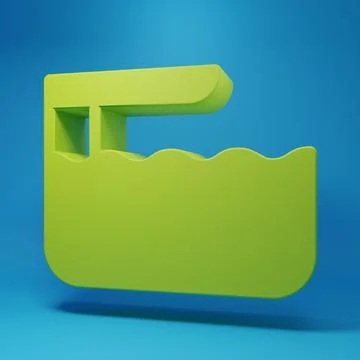Green Diving board or springboard icon isolated on blue background. Minimal.. Stock Illustration