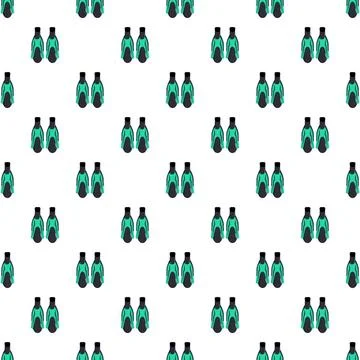 Green diving flippers seamless pattern for summer vacation Stock Illustration