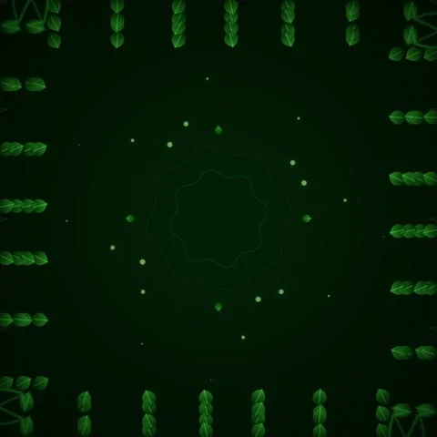 Green DNA Helix Pattern with Leaves and Particles on Dark Background Stock Footage 346284255