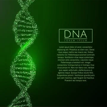 Green DNA life sequence glitter shiny vector illustration. Science molecule イラスト素材