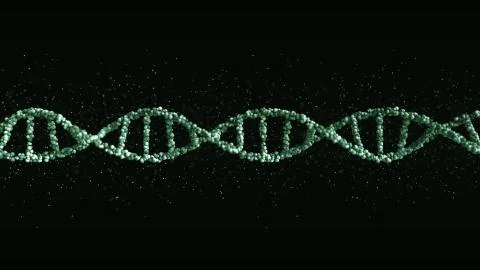 Green DNA molecule ball model with particles, 3D rendering Stockillustratie