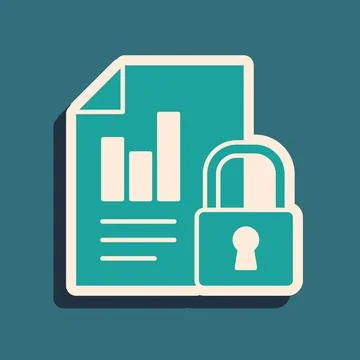 Green Document and lock icon isolated on green background. File format and .. Illustrazione stock