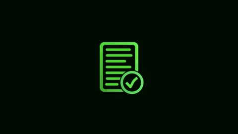 Green Document Checklist Icon with Checkmark on Dark animation Background t.. Stock Footage 321855533