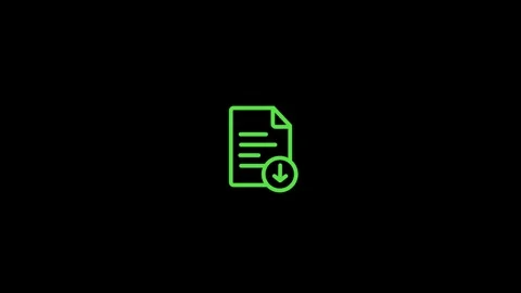 Green document download icon on animation black background symbol file Stock Footage 321855354