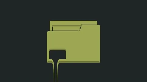 Green Document folder icon isolated on black background. Accounting binder Video stock 235426462