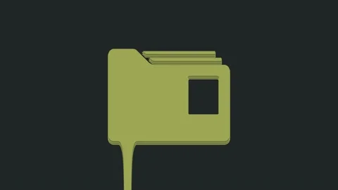 Green Document folder icon isolated on black background. Accounting binder Video stock 235442967
