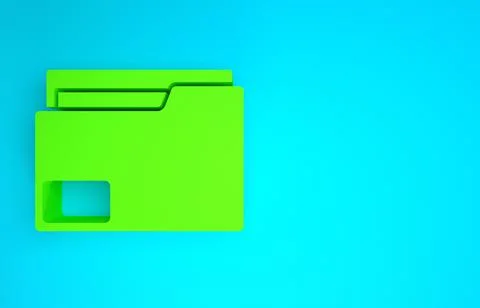 Green Document folder icon isolated on blue background. Accounting binder sym Stock-Illustration