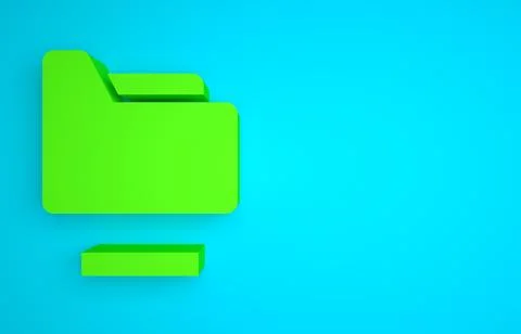 Green Document folder icon isolated on blue background. Accounting binder symbol 스톡 일러스트