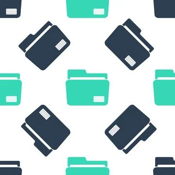 Green Document folder icon isolated seamless pattern on white background Stock Illustration