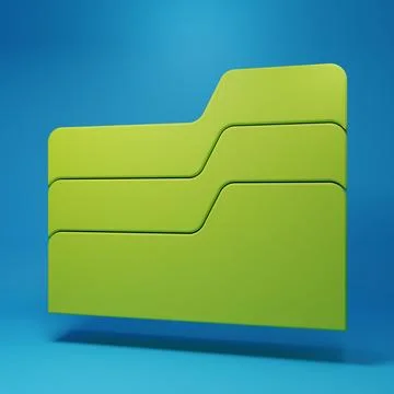 Green Document folder icon isolated on blue background. Accounting binder s.. Illustrazione stock