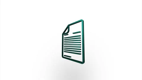 Green document icon flipping, rotation. Elegant 3d realistic light render Stock Footage 159825253