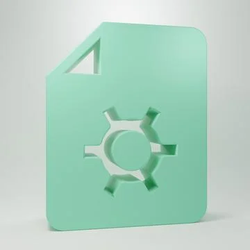Green Document settings with gears icon isolated on grey background. Softwa.. Stock Illustration