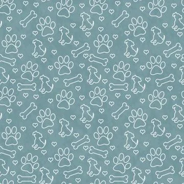 Green Doggy Tile Pattern Repeat Background Stock Illustration