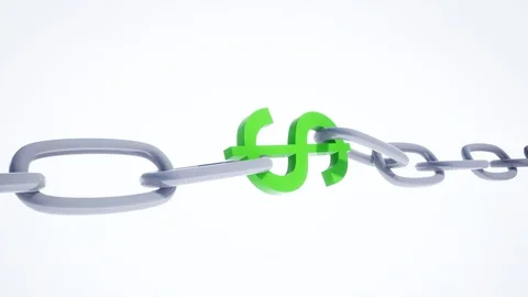 Green dollar and chain. 3d illustration Stock Footage 129206810