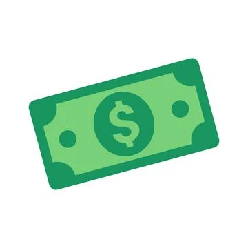 Green Dollar Bill Flat Vector Icon Stock Illustration