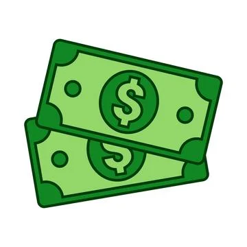 Green Dollar Bill Flat Vector Icon Stock Illustration