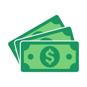 Green Dollar Bill Flat Vector Icon Stock Illustration