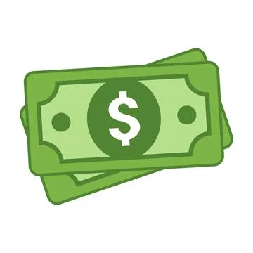 Green Dollar Bill Flat Vector Icon Stock Illustration