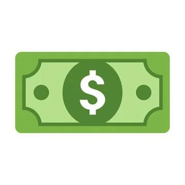 Green Dollar Bill Flat Vector Icon Stock Illustration
