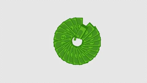 A green dollar bills arranged in a circle concept icon animation with alpha.. Stock Footage 277179083