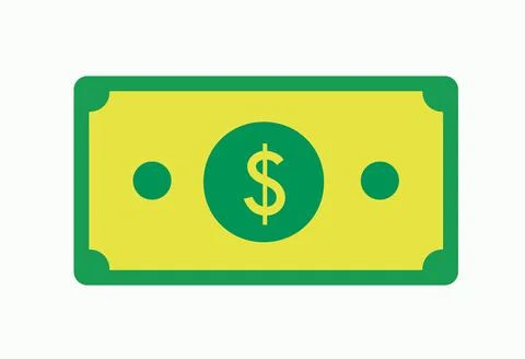 Green Dollar Note Currency Isolated Illustration Icon Minimal Financial Symbol Stock Illustration