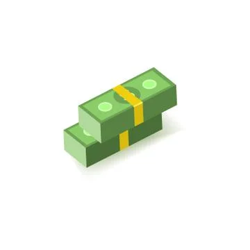 Green dollar paper banknotes in two packs of one hundred notes in pile. Stock Illustration