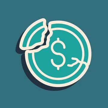 Green Dollar rate decrease icon isolated on green background. Cost reduction Illustrazione stock