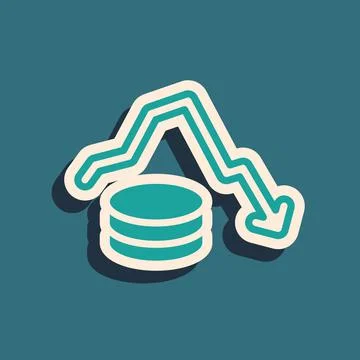 Green Dollar rate decrease icon isolated on green background. Cost reduction 库存插图