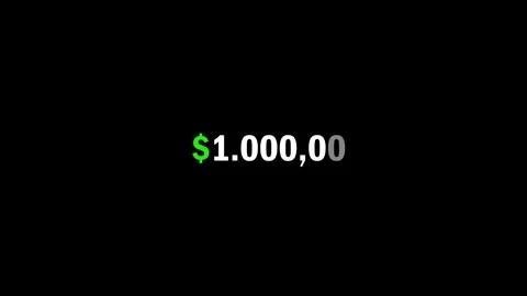 Green dollar sign and digital counter reaching one million dollars Vídeos de archivo 340336543