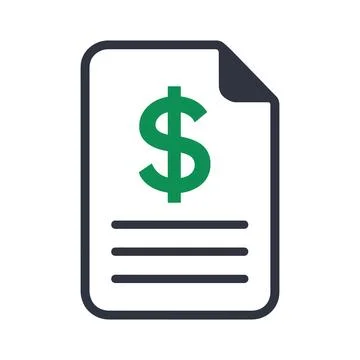 Green dollar sign in document icon style 스톡 일러스트