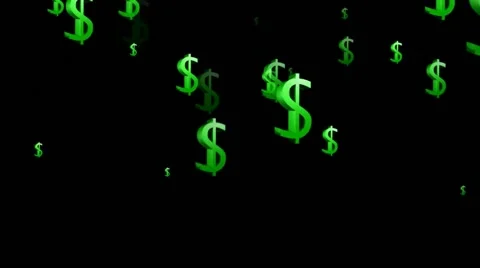 Green Dollar Sign Floating Animation Black Background Vector Motion Graphics Stock Footage 42460877