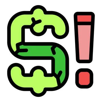 Green dollar sign with red exclamation mark icon Stock Illustration