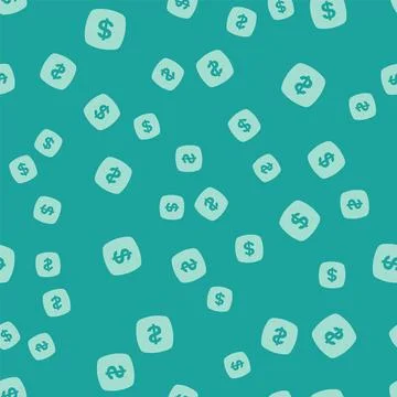 Green Dollar symbol icon isolated seamless pattern on green background. Cash and Stock Illustration